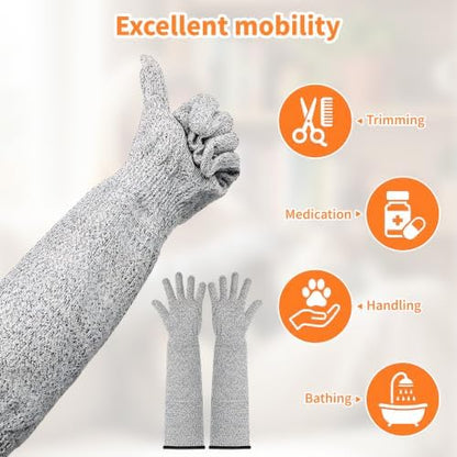 2 Pcs Cat Gloves Bite Proof, 17.7 Inch Extra-Long Durable Bite Resistant Gloves - Image 3