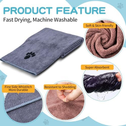 Microfiber Dog Towels 2 Pack, Perfect Shower & Bath Supplies - Image 3