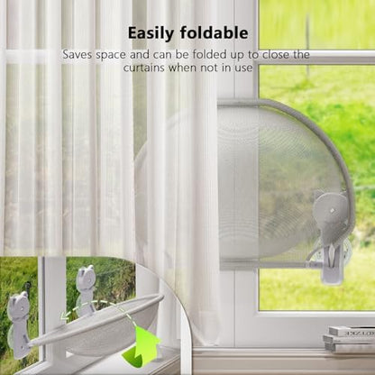 JUNSPOW Cat Window Perch Cordless, Foldable & Stable Cat Beds- Breathable Cat - Image 4
