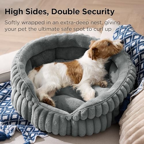 Bedsure ComfyFleece® Washable Cute Small Medium Dog Bed, Round Pet Bed - Image 2