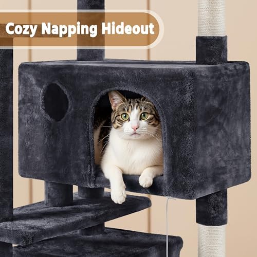 Yaheetech 62in Cat Tree Tower, Double Condo, Scratch Posts - Image 5