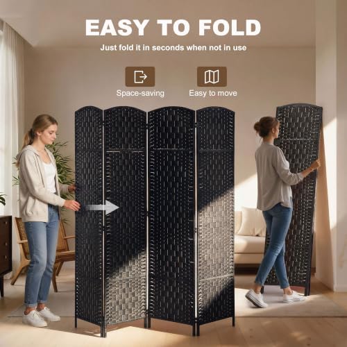 HOMCOM Room Divider 4-Panel, 6FT-Tall Folding Privacy Screen - Image 3
