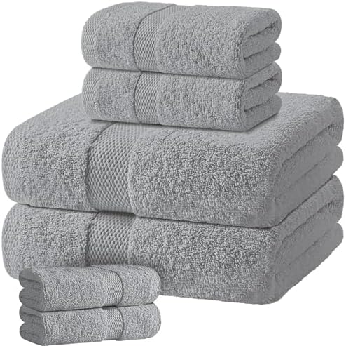 Light Gray Bath Towel Set of 6 by WhiteClassic
