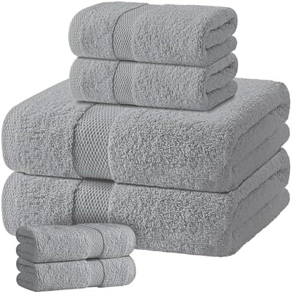 Light Gray Bath Towel Set of 6 by WhiteClassic
