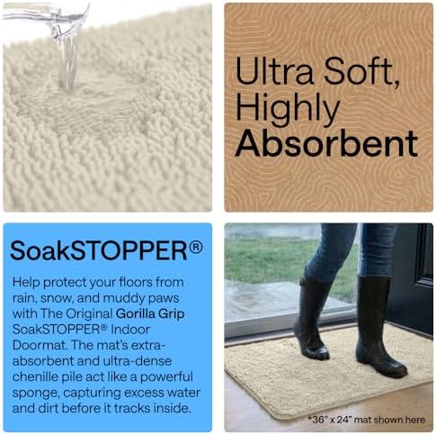 GORILLA GRIP SoakSTOPPER Dog Door Mat, Machine Wash and Dry, 30x20 Cream - Image 4