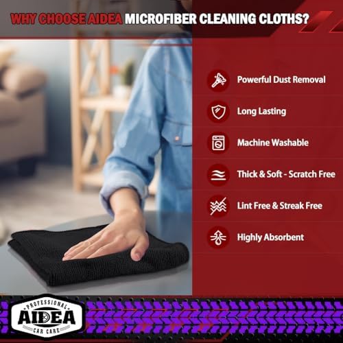 AIDEA Microfiber Cleaning Cloth Black, Microfiber Towels - Image 3
