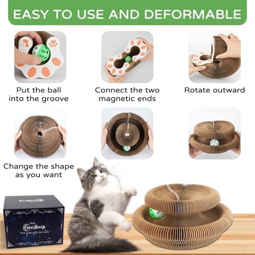 Goosheep 2 Pack Kitty Kurlz Interactive Cat Toy, Cardboard Scratching Post - Image 4