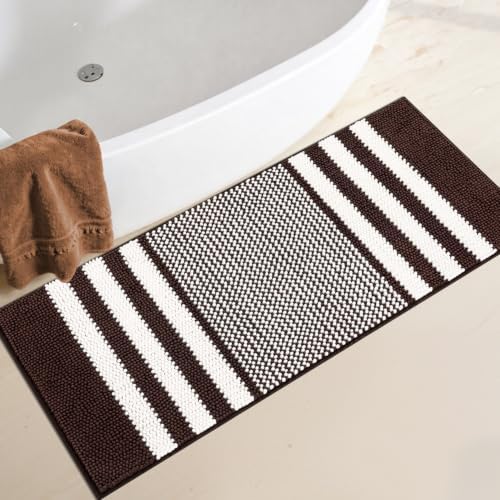 BSICPRO Large Bathroom Rugs Runner, 20x47 Chenille Bath Mats by BSICPRO