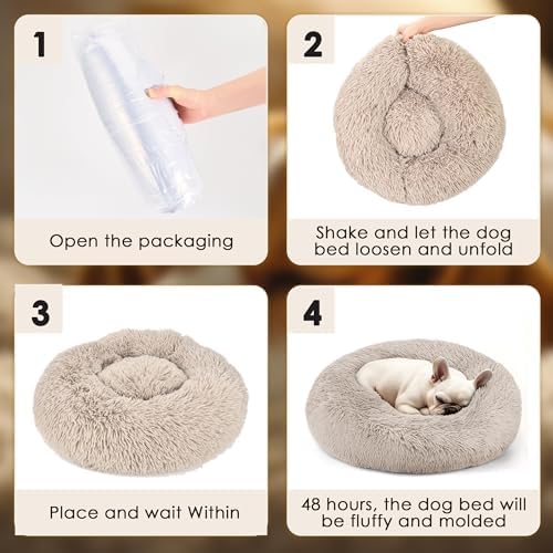 28in Large Dog Bed, Calming Donut Bed - Image 6