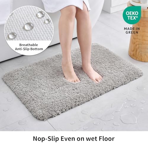 Disolla Gray Bathroom Rugs 24x48, Microfiber Non-Slip Plush Thick Bath Mat - Image 3