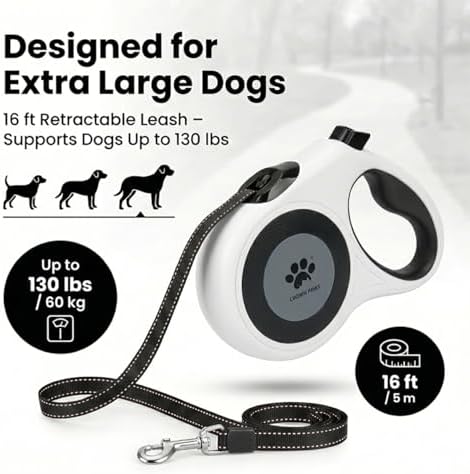 16 ft Retractable Dog Leash for Extra Large Dogs up to 130 lbs, Tangle-Free - Image 3