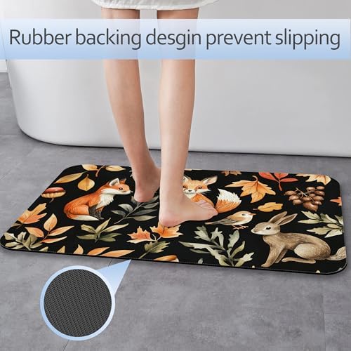 Retro Fox Bathroom Rug 29.5"x17", Leaves Quick-Drying Super Absorbent Diatomite - Image 3