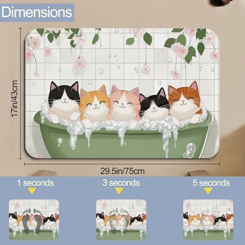 Diatomaceous Bathroom Rugs, Cute Cats Bathroom Decor, Quick Dry Easy to Clean - Image 2
