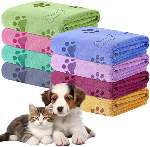 8Pcs Dog Towels for Drying 55 x 28 Inch Pet Bath Towels Bulk by KisSealed