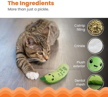 Catstages Crunchy Pickle Kicker Chew Cat Toy, Catnip & Dental Mesh - Image 5