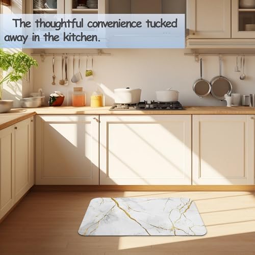 Platinum Marble Bathroom Rug 29.5"x17", Quick-Drying Super Absorbent Diatomite - Image 6