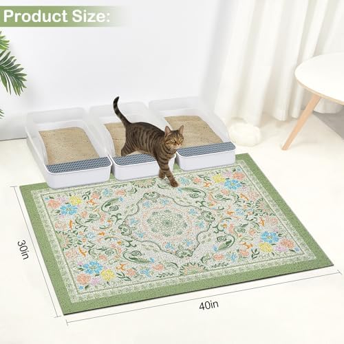 Glittme Cat Litter Mat with Non-Slip Bottom Litter Box Mat 40"X30" Litter - Image 2