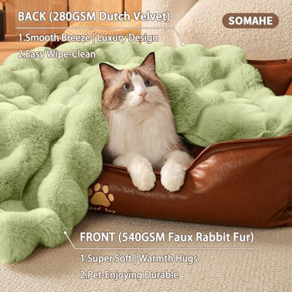 SOMAHE Soft Faux Fur Pet Blanket, Medium 28x22 Fruit Green - Image 5