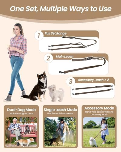 3-in-1 Double Dog Leash, Hands-Free Convertible Leash - Image 3