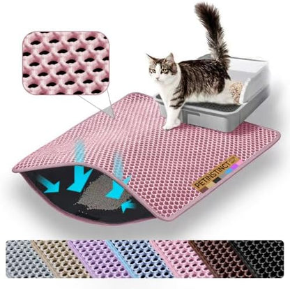 Small Cat Litter Mat, Double Layer Honeycomb Litter Box Mat by Petinstinct