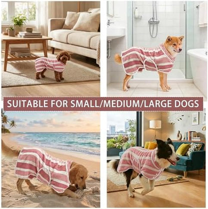 Fast‑Drying Dog Bathrobe, Absorbent Striped Pet Towel - Image 5