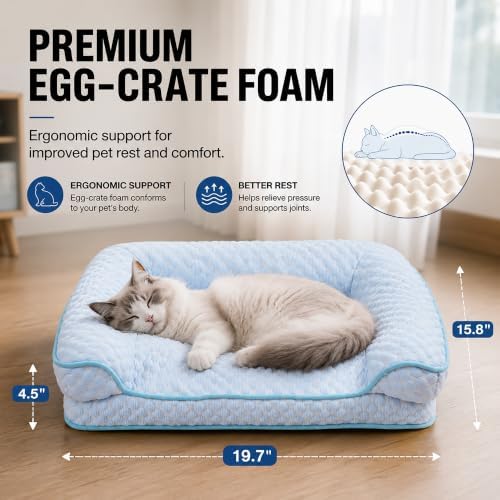Cooling Cat Bed with Thick Egg-Crate Foam Support, Non-Toxic Cooling Sofa - Image 5