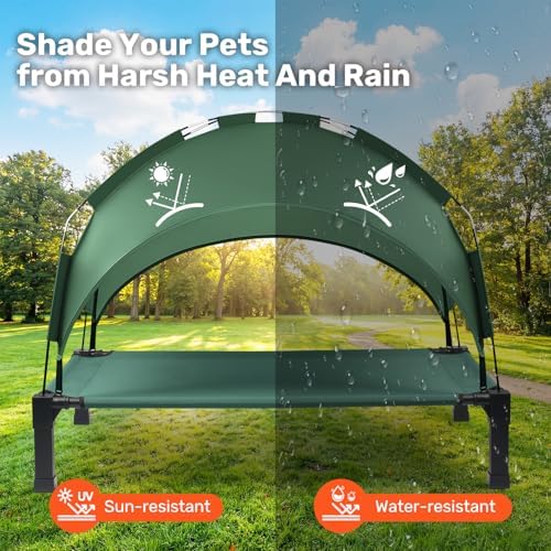 Heeyoo Elevated Dog Bed with Removable Canopy, Portable Dog Cot with Sun - Image 2