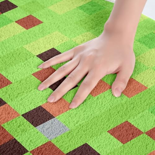 Manfei Pixelated Blocks Shaggy Absorbent Floor Mat Gamepad Miners Video Games - Image 4
