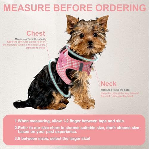 AIITLE Step in Small Dog Harness and Leash Set, Pet Vest, Watermelon XXS - Image 6