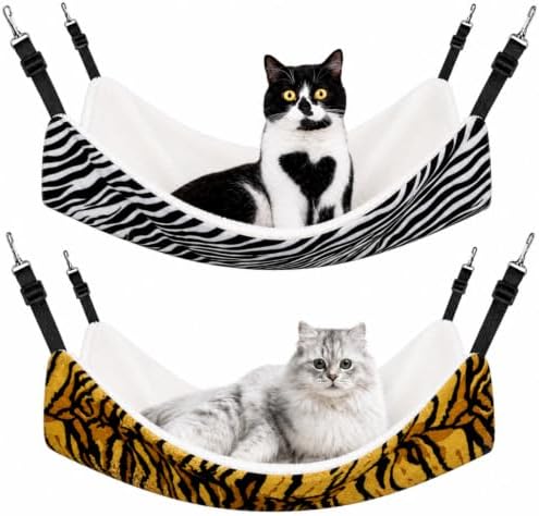 Jetec 2 Pack Cat Hammock for Cage, Tiger Stripes by Jetec