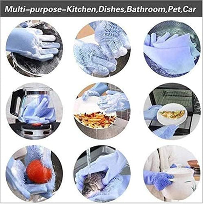 Silicone Dishwashing Gloves, Pet Grooming Rubber Scrubbing - Image 6