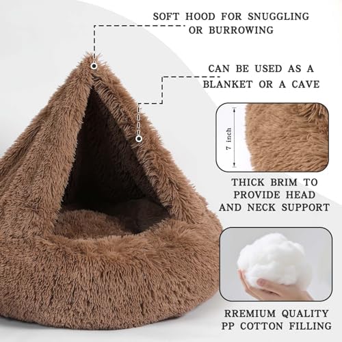 NOYAL Calming Donut Dog Bed, Hooded Cave - Image 3