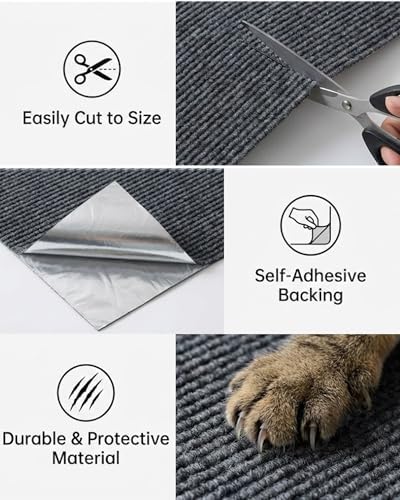 Corner & Wall Cat Scratch Mat, Self-Adhesive Trimmable Cat Scratcher, Wall - Image 3