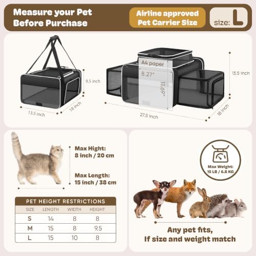 Top and 2 Sides Expandable Cat Carrier 18x13.5x9.5 TSA Airline Approved - Image 4