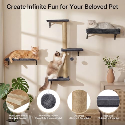 Endark 5‑in‑1 Cat Wall Shelves, Wall Hanging Cat Climbing Wall Set - Image 4