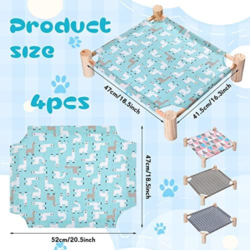 Mixweer 4 Pcs Cat Hammock Bed, Wooden Eleveted Dog Bed Outdoor - Image 3