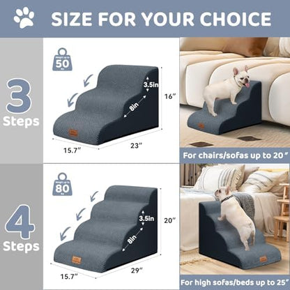 Zerbuger Dog Ramp and Stairs for Bed, Dark Grey 4 Steps 20" H - Image 2