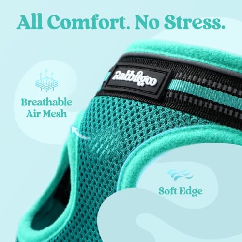rabbitgoo Cat Harness and Leash Set, Step-in Soft Vest, Turquoise & Green - Image 7