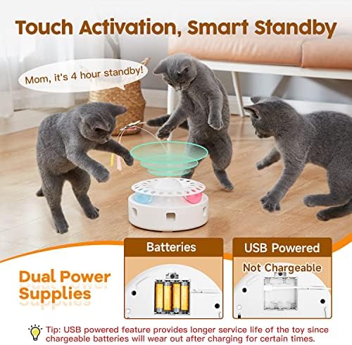 Potaroma Cat Toys 3in1 Automatic Interactive Kitten Toy, Fluttering Butterfly - Image 6