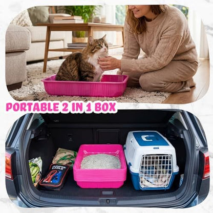 Tessco for you 30 Pack Disposable Litter Boxes for Cats, Rose Red - Image 5