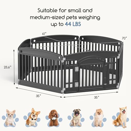 DUMOS Plastic Dog Playpen, 6 Panels 24 Inch Small Pet Fence Play Pen - Image 5