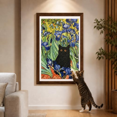 Wall Art Cat Scratcher, Framed Sisal Scratch Pad by LESISSMER