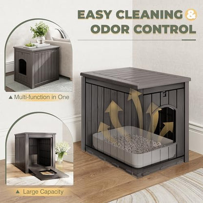 Cat Litter Box Enclosure, Openable Front Door Outdoor Enclosed Cat Litter Box - Image 3
