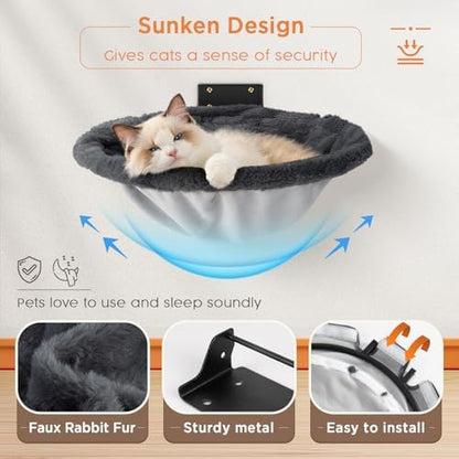 JUNSPOW Cat Hammock Wall Mounted, Foldable & Stable Cat Beds- Breathable Cats - Image 3