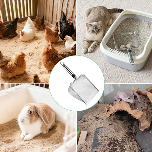 Stainless Steel Cat Litter Scoop, 3.8mm Fine Mesh & 5mm Metal Scooper - Image 4