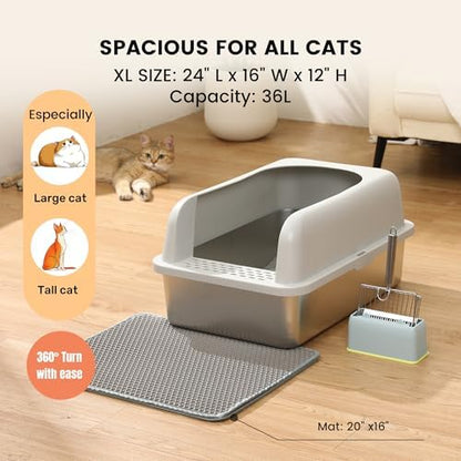 Stainless Steel XL Cat Litter Box - Image 3