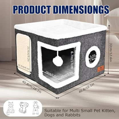 Felt Cat Cave Beds for Indoor Cats, Foldable Cat Hideaway - Image 2