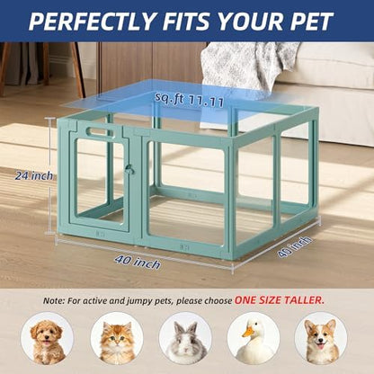 Clear Acrylic Dog Playpen Indoor Pet Pen, 8 Panels - Image 5