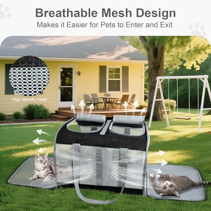 Soft-Sided Cat Carrier for 2 Cats, Breathable Mesh Design, Airline Approved - Image 2
