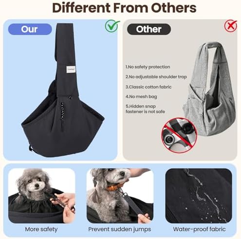 Dog Sling Carrier for Small Dogs & Cats, Pet Carrier Sling Bag - Image 6